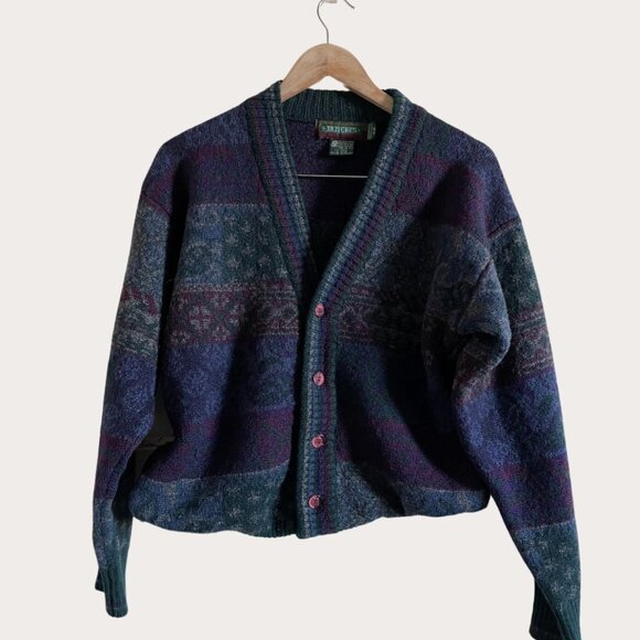 Vintage 100% Soft Wool Grandpa Sweater | Vintage Cardigan Grandpa - Picture 3 of 5